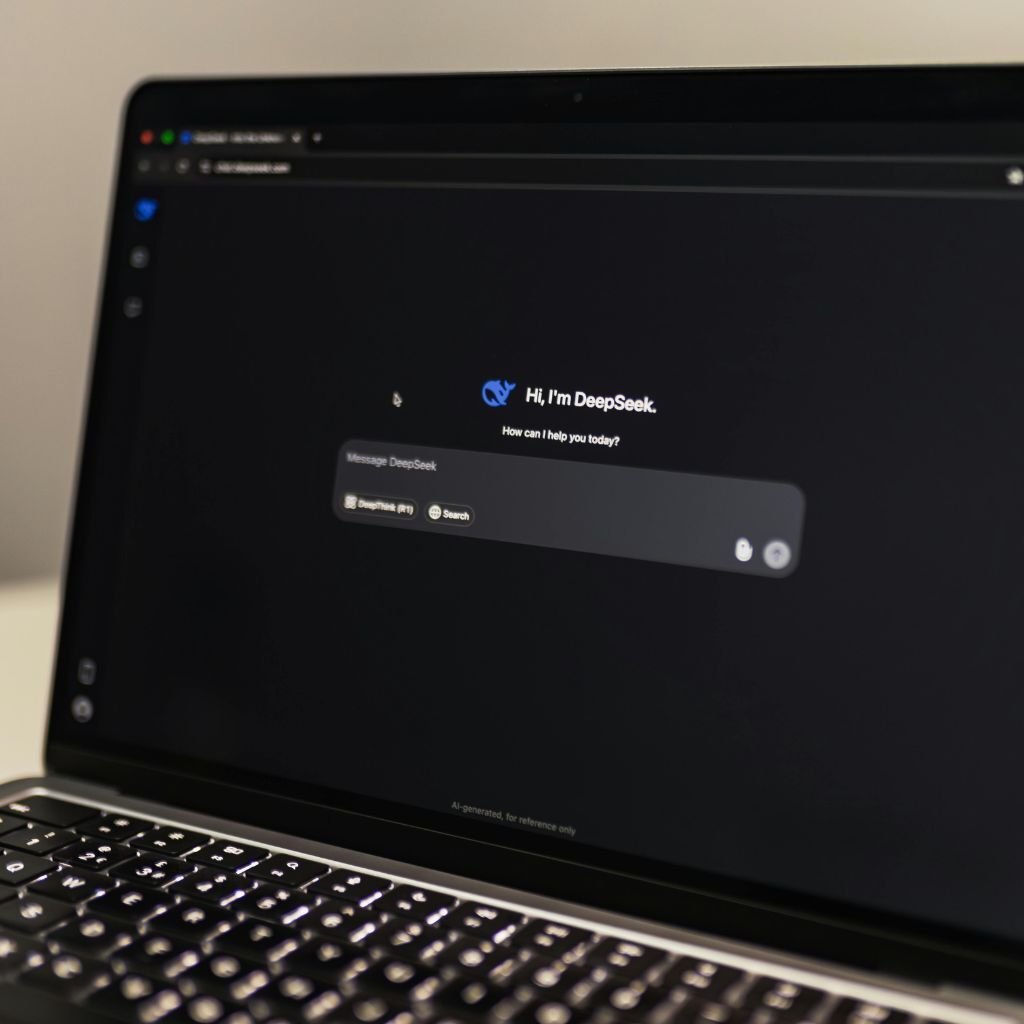 AI chatbot DeepSeek interface on a laptop screen.